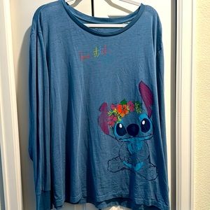 Stitch Long Sleeve Blue Shirt